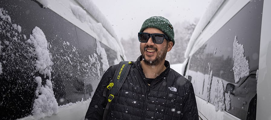 Man wearing Smith Mono Lake sunglasses