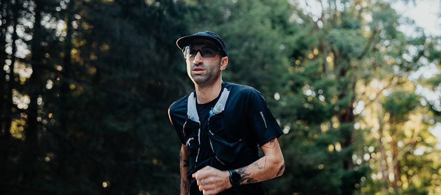 Runner wearing Smith Shift Split MAG sunglasses