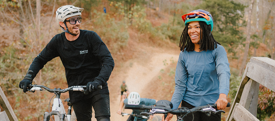 Mountain bikers wear Smith Forefront 3 Helmet